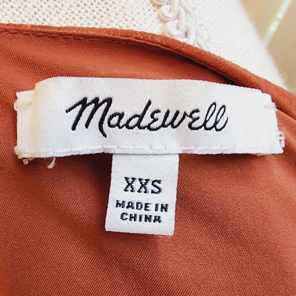 MADEWELL SMOCKED POLKA DOT AMBER WHITE DRESS SIZE XXS (STRETCH WAIST) - Picture 6 of 8